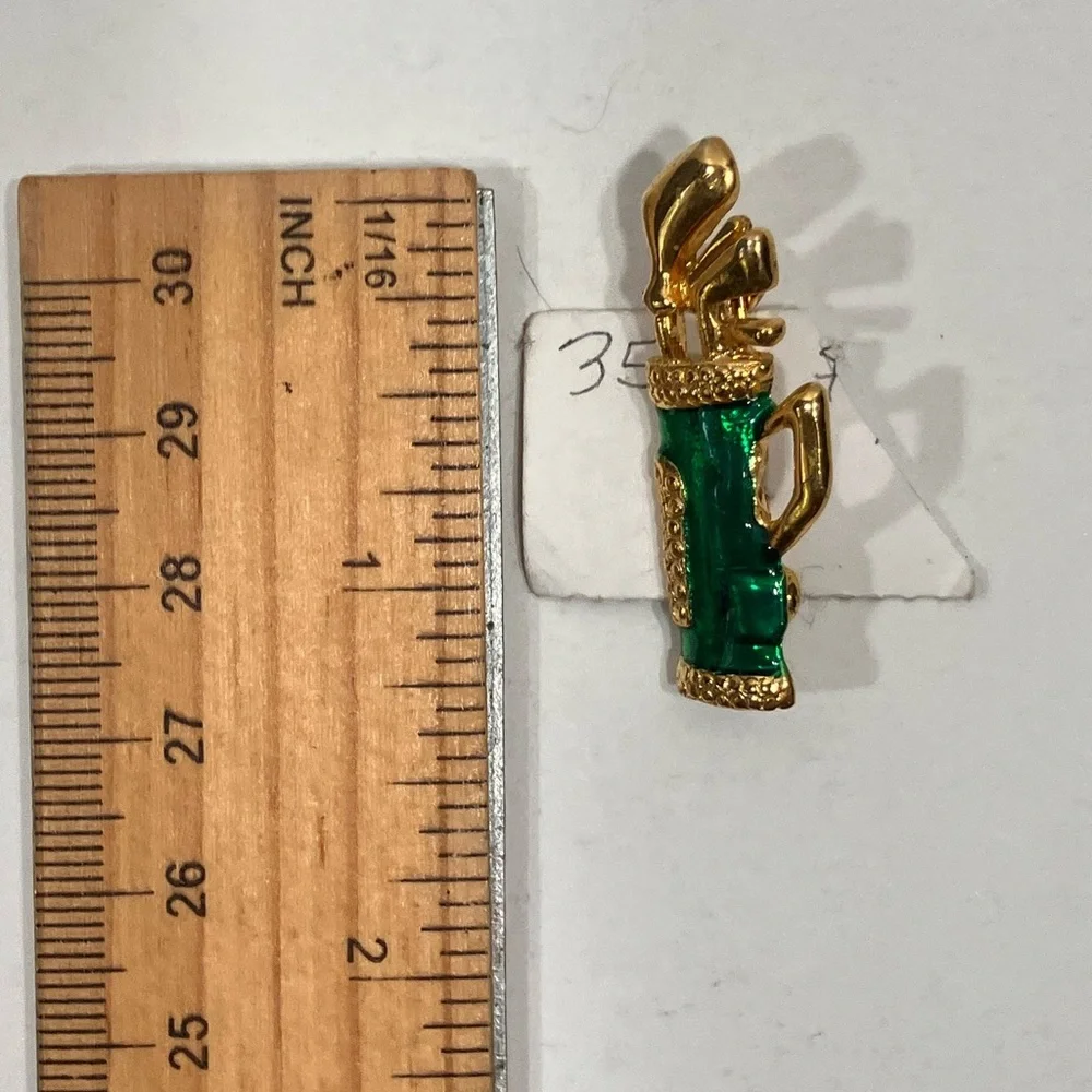 Gold and Green Golf Bag Brooch